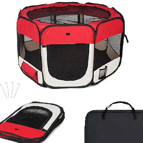 Recinto Box Per Animali Domestici 125x125cm Cuccia Pieghevole Salvaspazio con Borsa