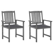 Sedie da Giardino con Cuscini 2 pz in Massello di Acacia Grigio cod mxl 75780
