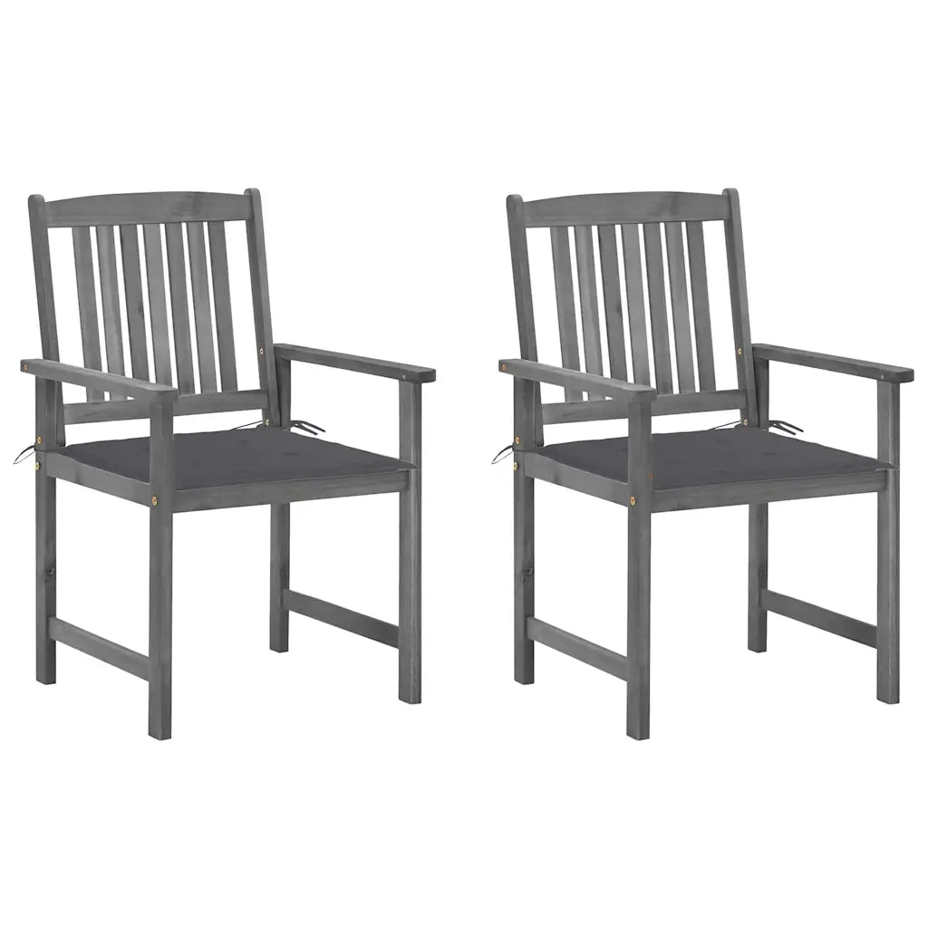Sedie da Giardino con Cuscini 2 pz in Massello di Acacia Grigio cod mxl 75780