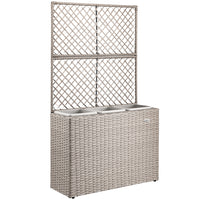 Fioriera a Traliccio Crema in Polyrattan 3 Vasi Contenitore Piante da Esterno