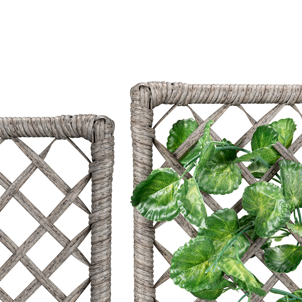 Fioriera a Traliccio Crema in Polyrattan 3 Vasi Contenitore Piante da Esterno