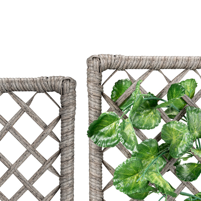 Fioriera a Traliccio Crema in Polyrattan 3 Vasi Contenitore Piante da Esterno