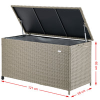 Baule Portaoggetti da Giardino Cassapanca Polyrattan Impermeabile 2 Ruote Crema