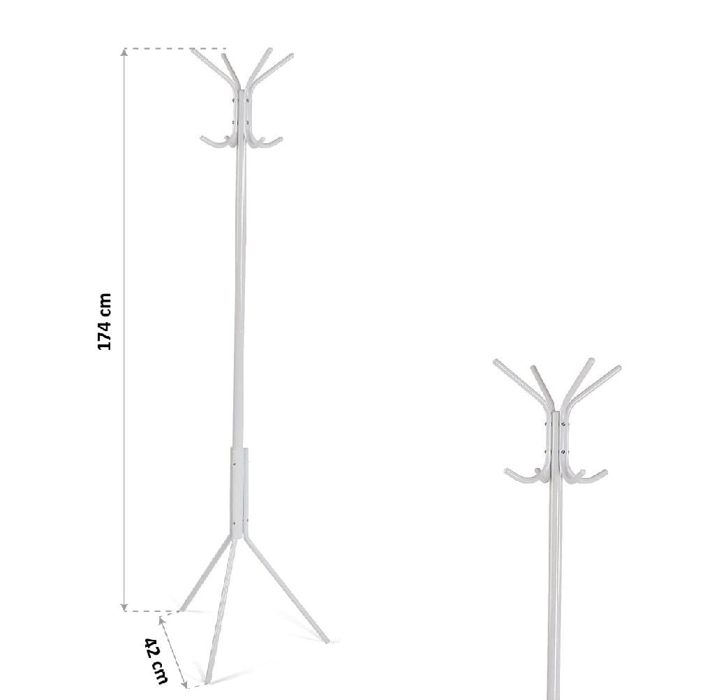 Attaccapanni da Terra Appendiabiti Metallo Bianco Salvaspazio Ingresso H 170 cm