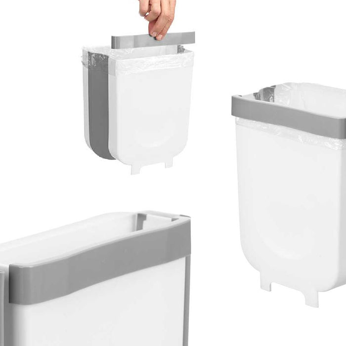 Cestino Sopraporta, Secchio Spazzatura 9LT Salvaspazio Pieghevole 29x25x17.5cm Bianco