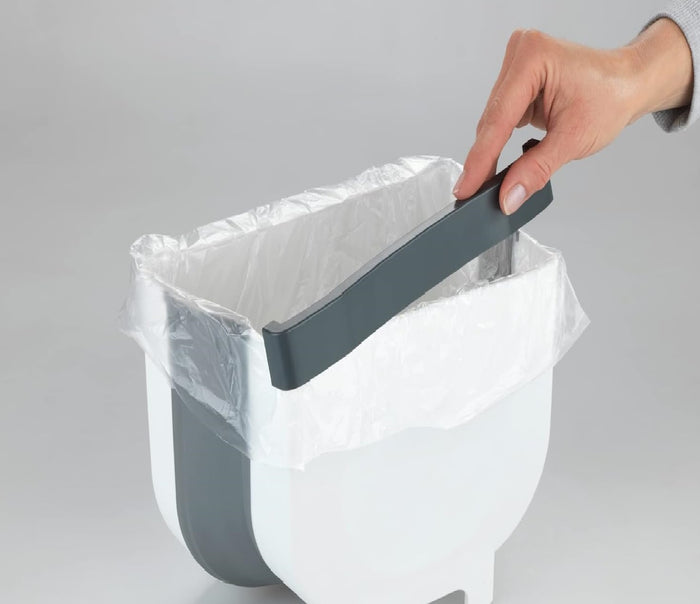 Cestino Sopraporta, Secchio Spazzatura 9LT Salvaspazio Pieghevole 29x25x17.5cm Bianco