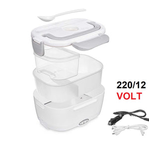 Scaldavivande Porta Pranzo Termico Elettrico 220/12Volt Portatile con Accessori Bianco