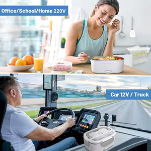 Scaldavivande Porta Pranzo Termico Elettrico 220/12Volt Portatile con Accessori Bianco