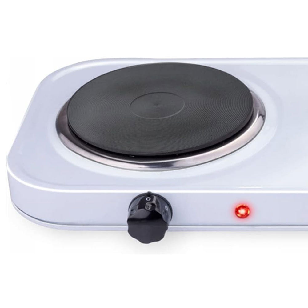 Fornello elettrico 2Piastre Piano Cottura Doppio Portatile 2500Watt Bianco Smaltato