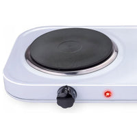 Fornello elettrico 2Piastre Piano Cottura Doppio Portatile 2500Watt Bianco Smaltato