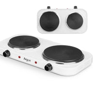 Fornello elettrico 2Piastre Piano Cottura Doppio Portatile 2500Watt Bianco Smaltato