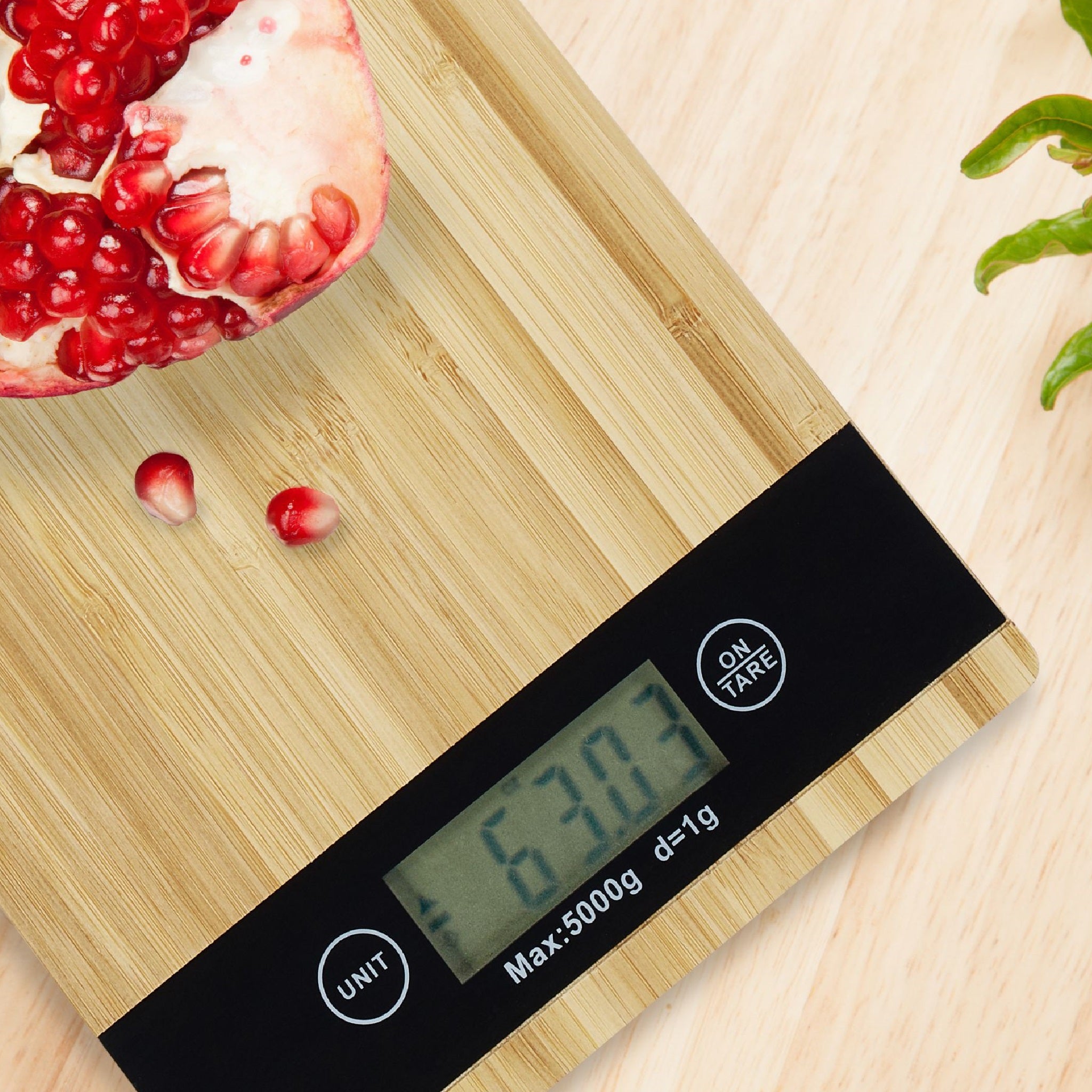 Bilancia da Cucina Digitale Ultra sottile in Legno di Bambù 5KG 21x15cm Touch Tara