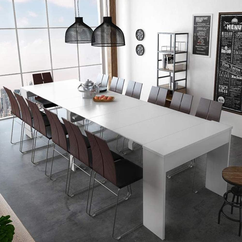 Tavolo da Pranzo Allungabile fino a 3 Metri Consolle Bianca Moderna Salvaspazio