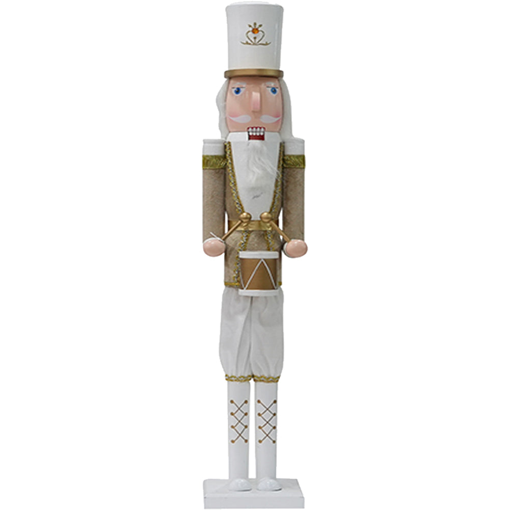 Soldato Schiaccianoci di Natale in Legno Altezza 106 cm Decorazioni Bianco e Oro