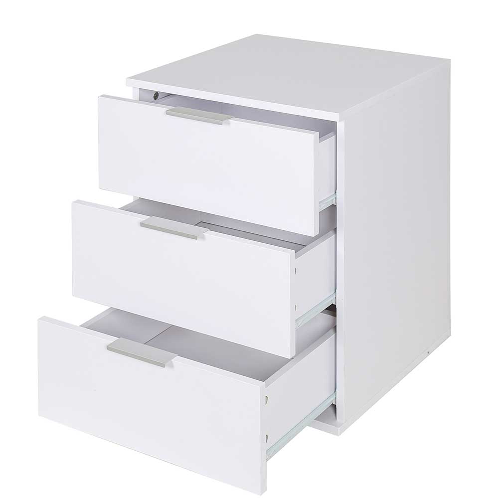 Mobile Comodino 3 Cassetti 40x46x61cm Design Moderno in legno MDF Bianco