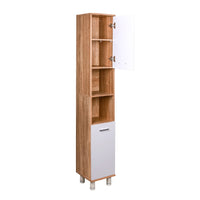 Colonna da Bagno 6 Ripiani 2 Ante Legno MDF 30x30 H179 cm Bicolore Salvaspazio