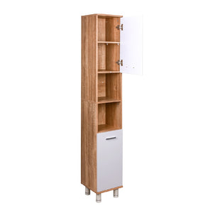 Colonna da Bagno 6 Ripiani 2 Ante Legno MDF 30x30 H179 cm Bicolore Salvaspazio