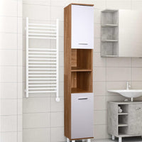 Colonna da Bagno 6 Ripiani 2 Ante Legno MDF 30x30 H179 cm Bicolore Salvaspazio