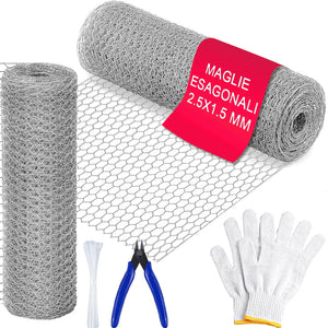 Rete Metallica Zincata Maglia Esagonale 40 cm x 6 Mt Recinzione Polli e Conigli