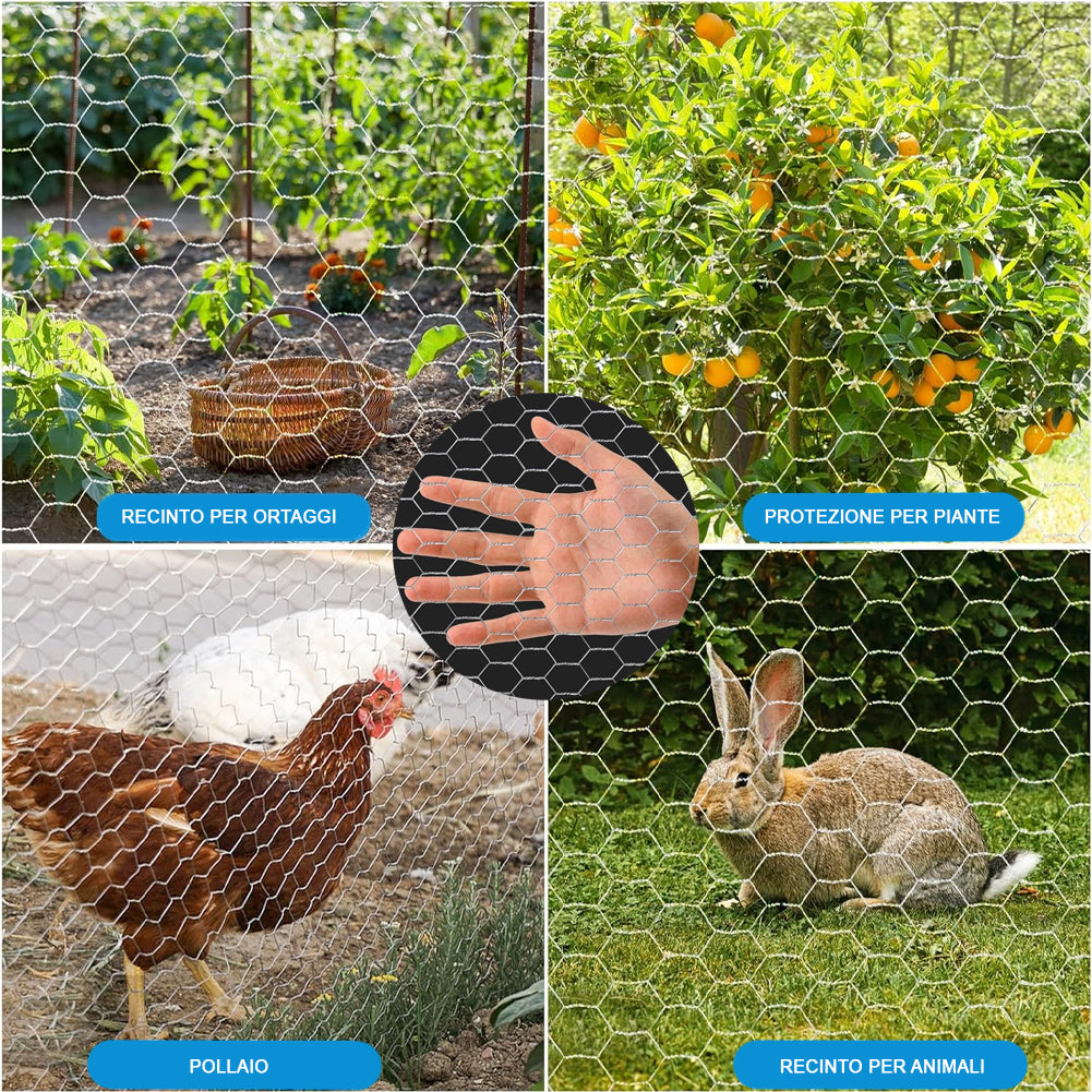 Rete Metallica Zincata Maglia Esagonale 40 cm x 6 Mt Recinzione Polli e Conigli