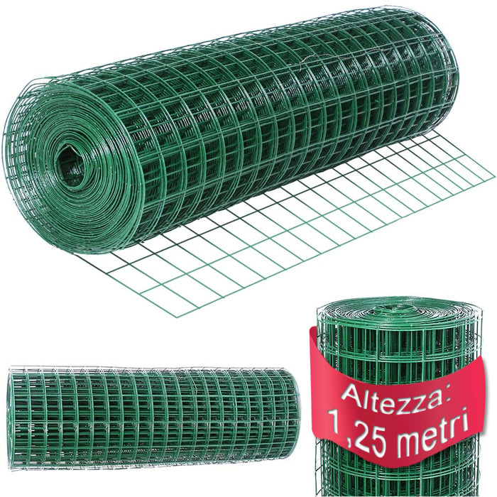 Rete Metallica Elettrosaldata 1,25 x 25 mt Maglia 50x75mm Zincata per Recinzione