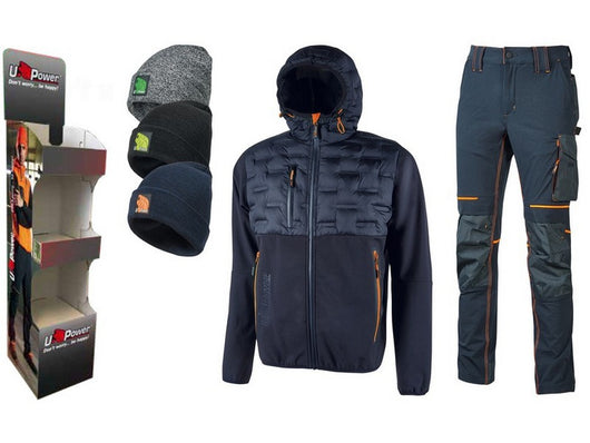 espositore 4 giacche spok - 4 pantaloni atom -10 cuffie cod:ferx.vit49850