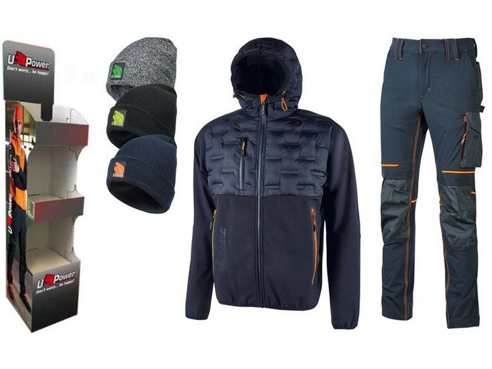 espositore 4 giacche spok - 4 pantaloni atom -10 cuffie cod:ferx.vit49850