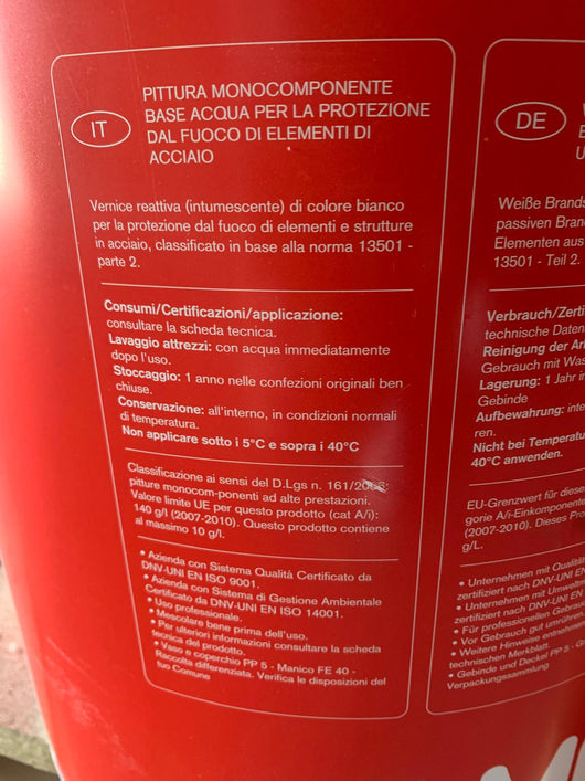 AMONN PITTURA INTUMESCENTE MONOCOMPONENTE X PROTEZIONE FUOCO 20KG AMOTHERM STEEL WB