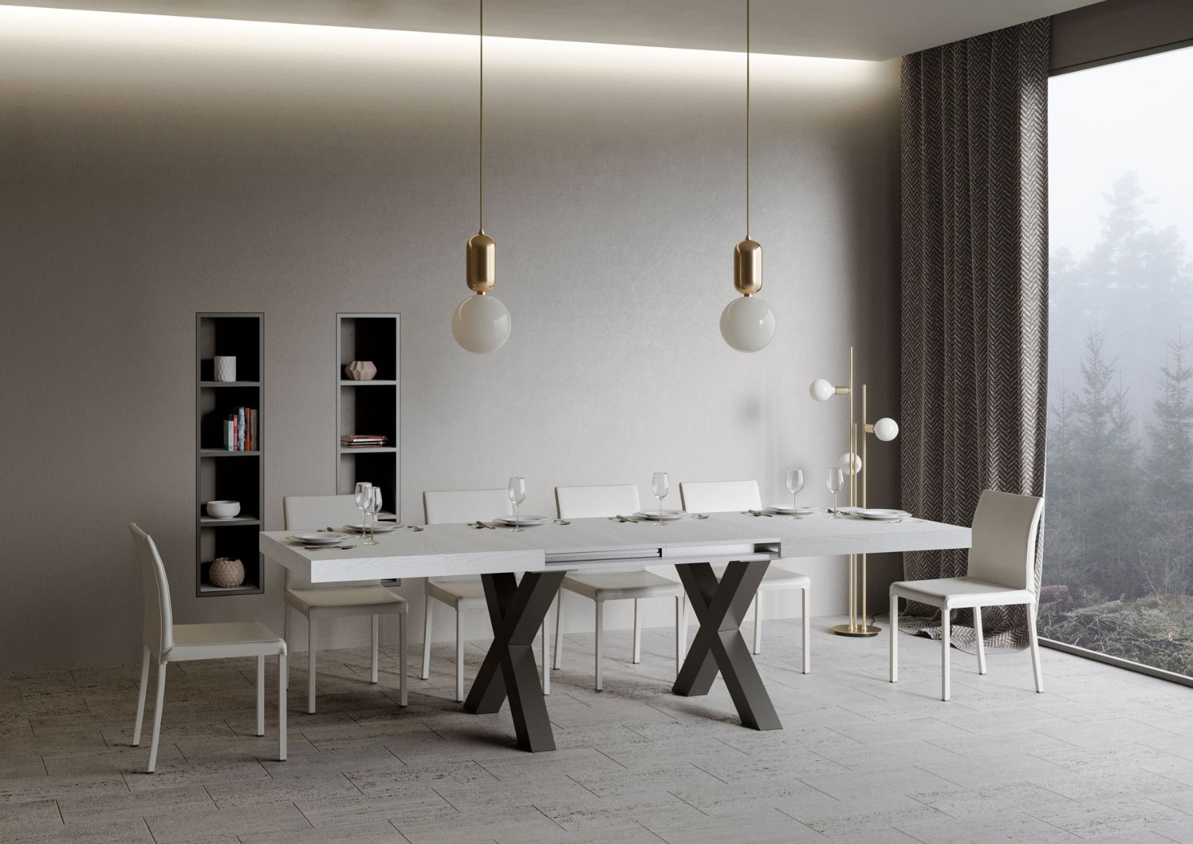 Tavolo Allungabile 180-284x90x77 cm Traffic Bianco Frassino