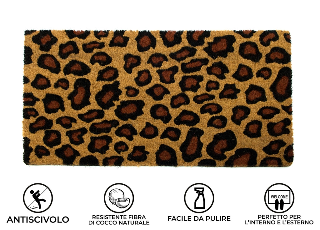 Zerbino Entrata Ingresso Esterno Antiscivolo Cocco Allegro Leopardato