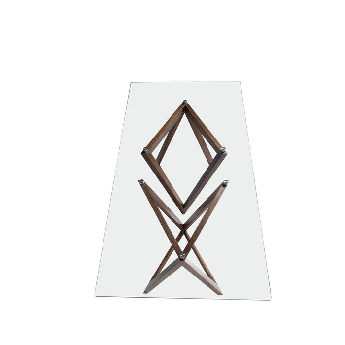 Tavolo da pranzo rettangolare vetro temperato e noce