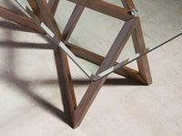 Tavolo da pranzo rettangolare vetro temperato e noce