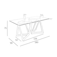 Tavolo da pranzo rettangolare vetro temperato e noce