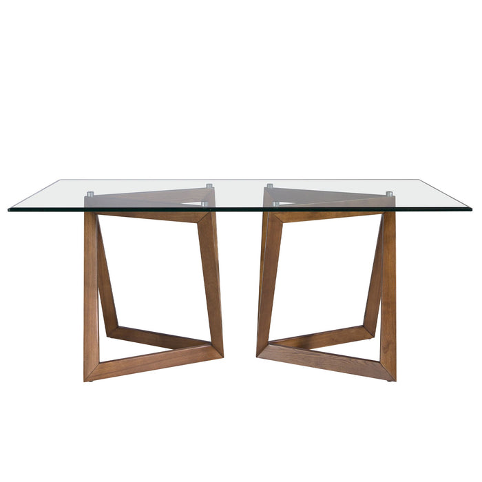 Tavolo da pranzo rettangolare vetro temperato e noce