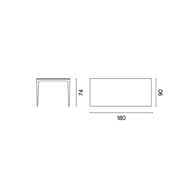 Tavolo Alghero 180x90 Alluminio Antracite Piano Gress Grigio Moia