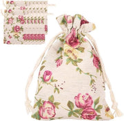 Tas a Bloem Patroon Jute - 50 Stuks - 14x95 cm - Mini Leggero - Borsa per Gioielli - Festa di Matrimonio - Artigianato DIY .