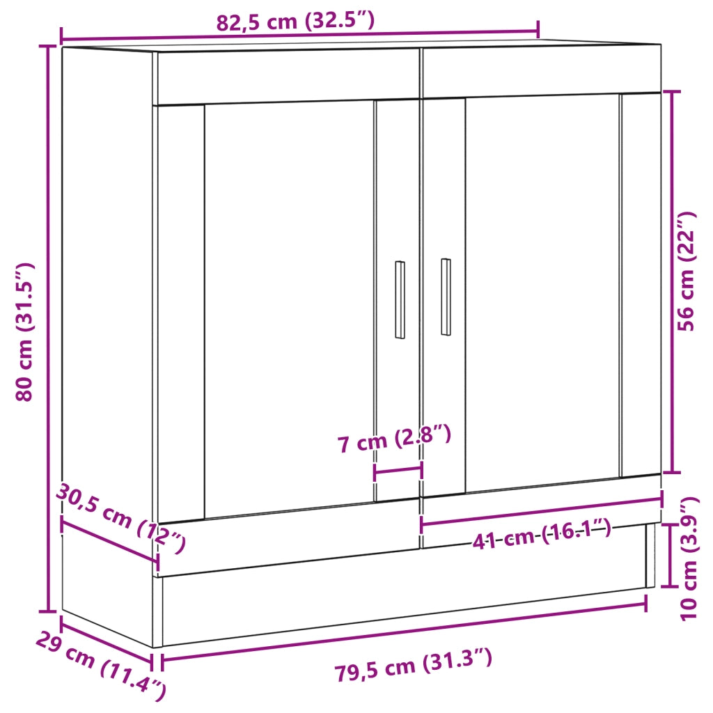 Mobile per libri  Nero Rovere 82,5x30,5x80 cm in legno ingegnerizzato