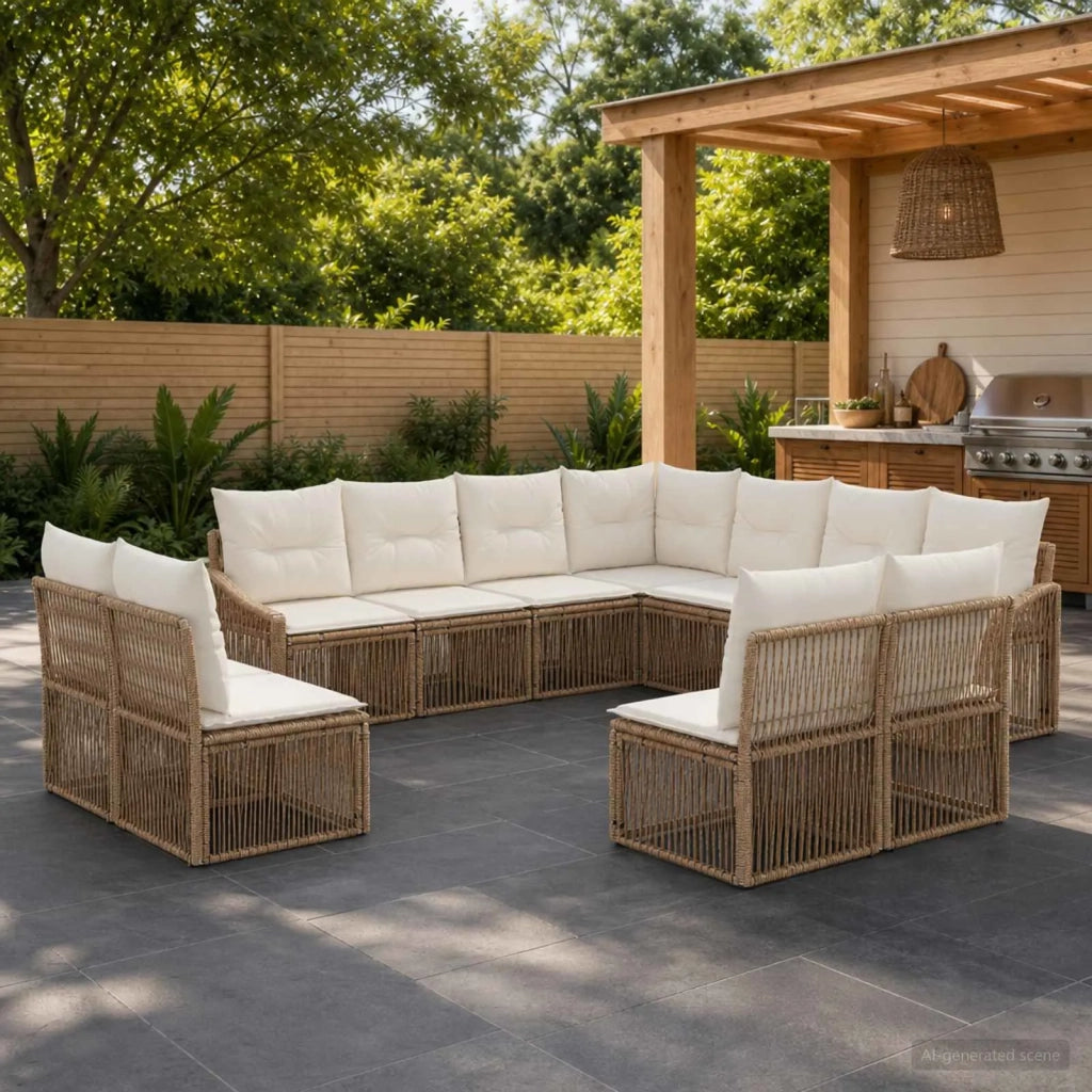 Set Divano da Giardino 11 pz Beige polyrattan 3436041