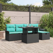 Set Divano da Giardino con cuscino 6 pcs Nero Poly Rattan 3359673