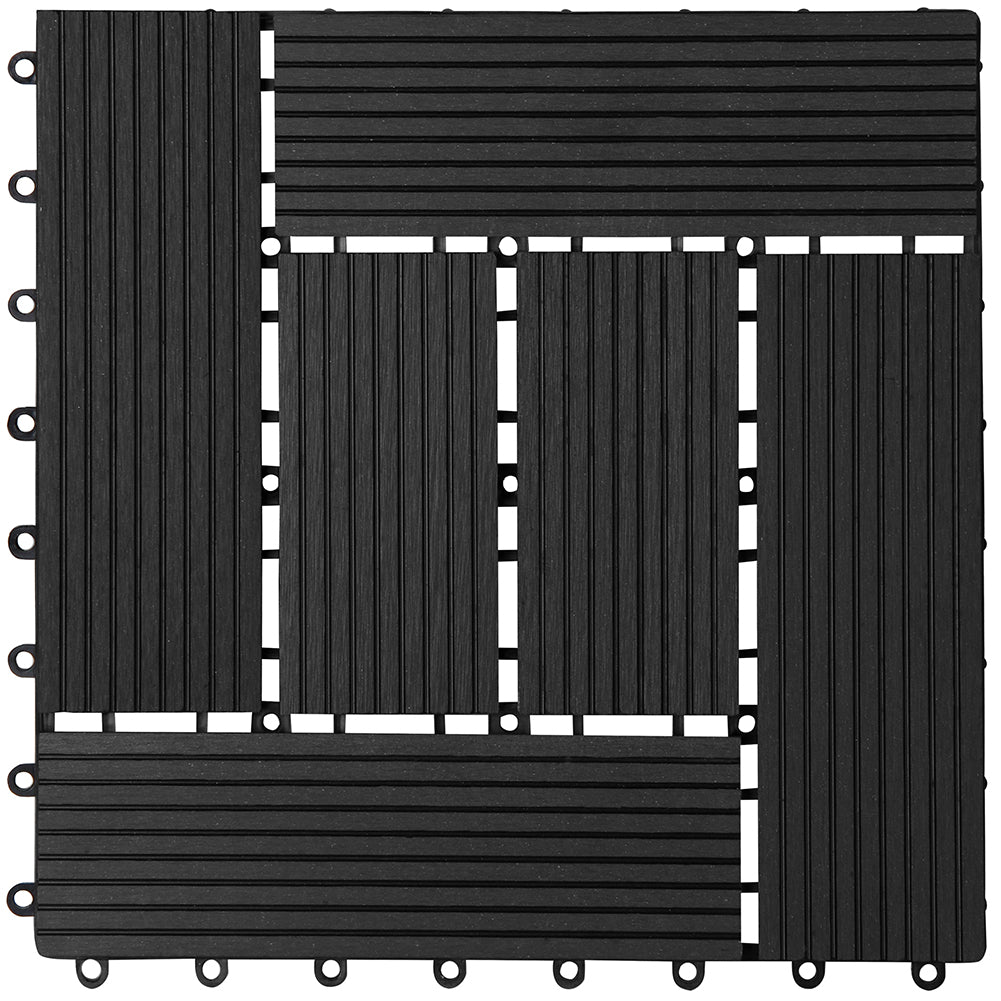 Kit 11 Mattonelle a Incastro per Terrazzo Piastrelle pavimenti 30x30cm in WPC Antiscivolo