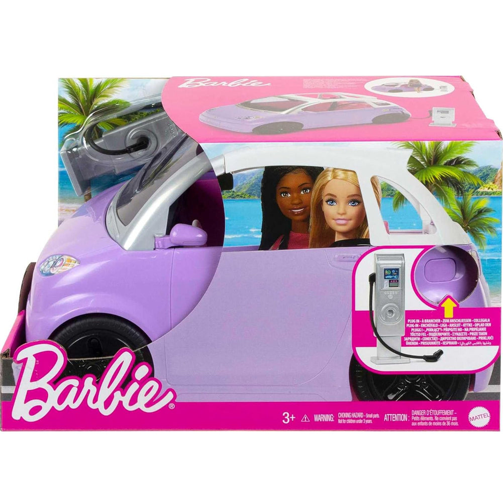 Barbie Bambola Barbie Auto Elettrica Viola Tettuccio Stazione e Cavo di Ricarica