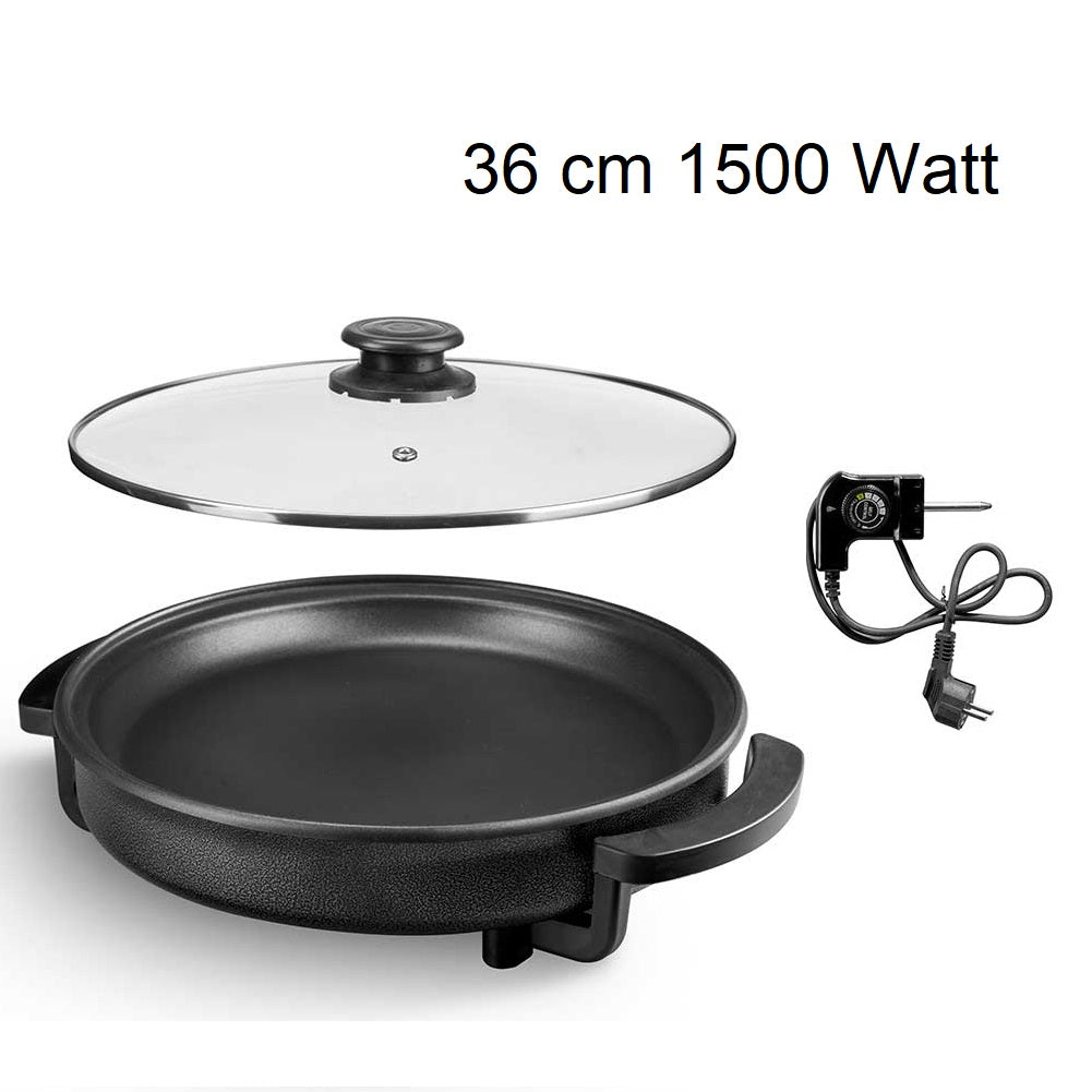 Padella Piastra Elettrica 1500W Antiaderente 36cm Termostato Pizza Paella Grill