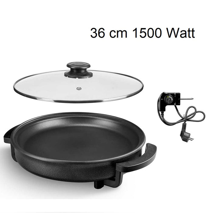Padella Piastra Elettrica 1500W Antiaderente 36cm Termostato Pizza Paella Grill