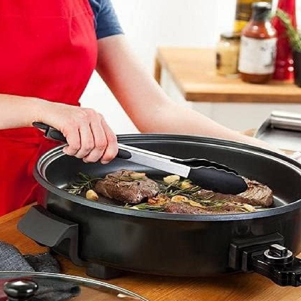 Padella Piastra Elettrica 1500W Antiaderente 36cm Termostato Pizza Paella Grill