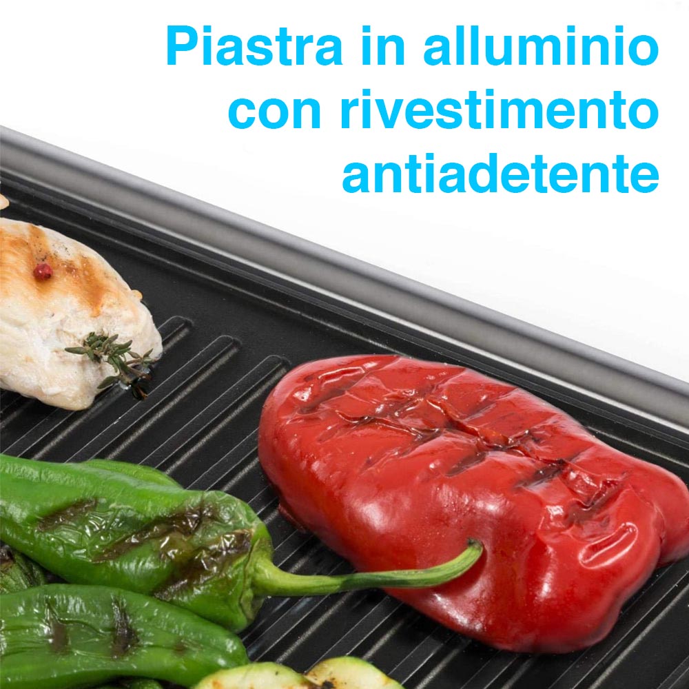 Piastra Elettrica Bistecchiera 1400W Antiaderente Tostapane Grill Panin Sandwich