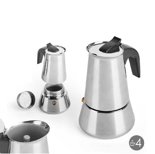 Macchina Caffè Espresso Moka 4tazze Induzione in Acciaio Inox