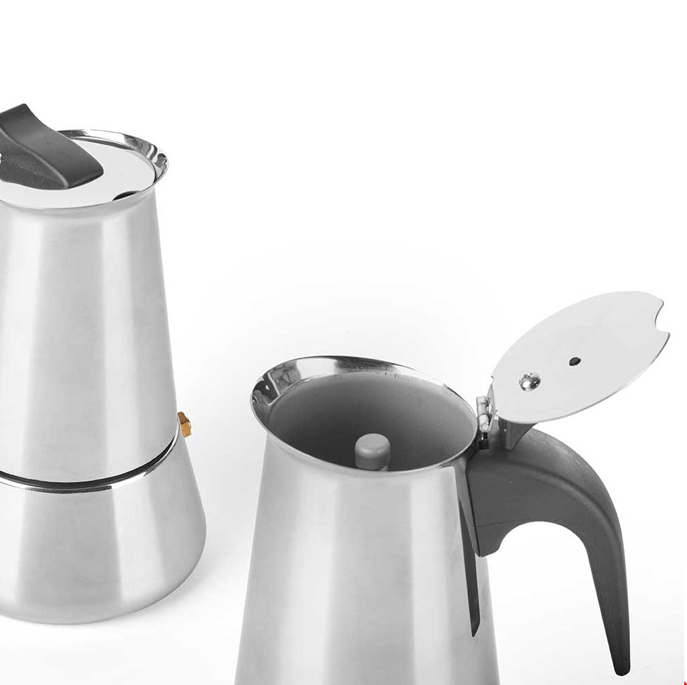 Macchina Caffè Espresso Moka 4tazze Induzione in Acciaio Inox