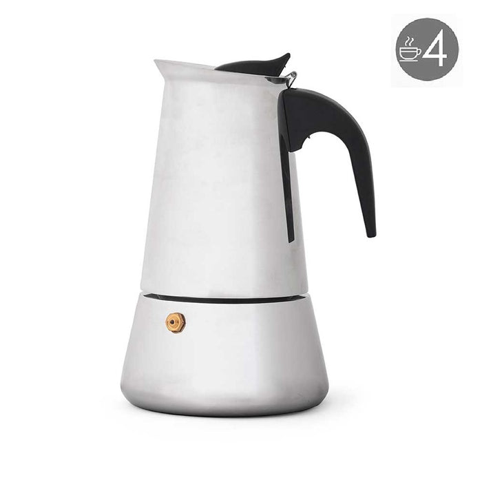 Macchina Caffè Espresso Moka 4tazze Induzione in Acciaio Inox