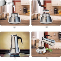 Macchina Caffè Espresso Moka 4tazze Induzione in Acciaio Inox