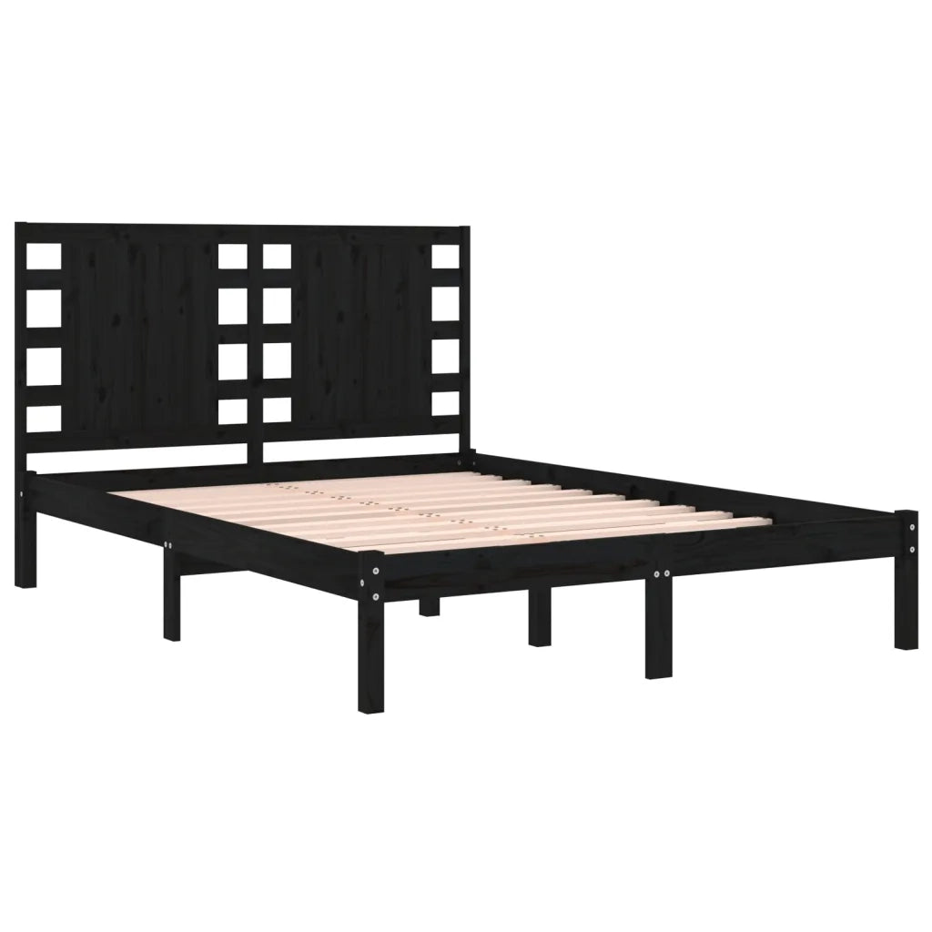 Giroletto Nero in Legno Massello di Pino 200x200 cm 3104242